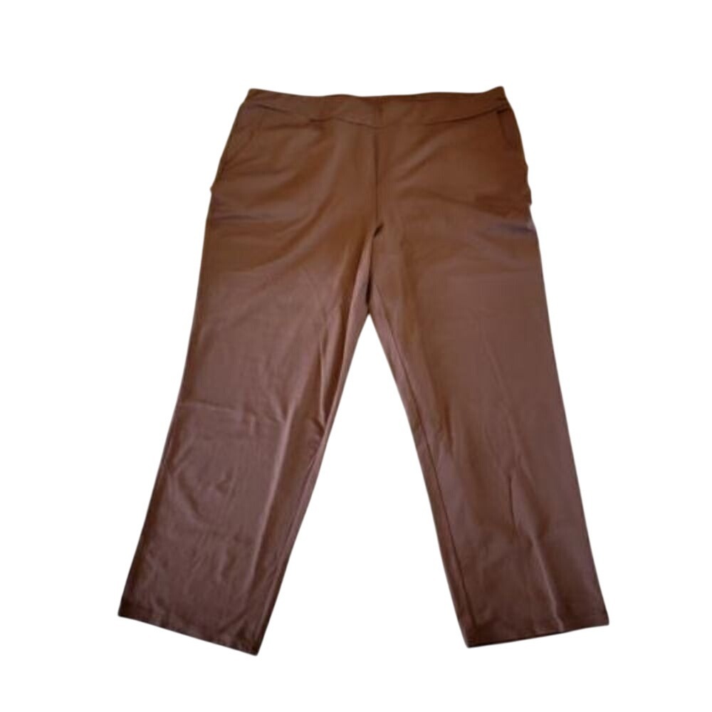 Bob Mackie 2X Flat Waist Wide-Leg‎ Pants Chocolate Brown Stretch NWT RV $72